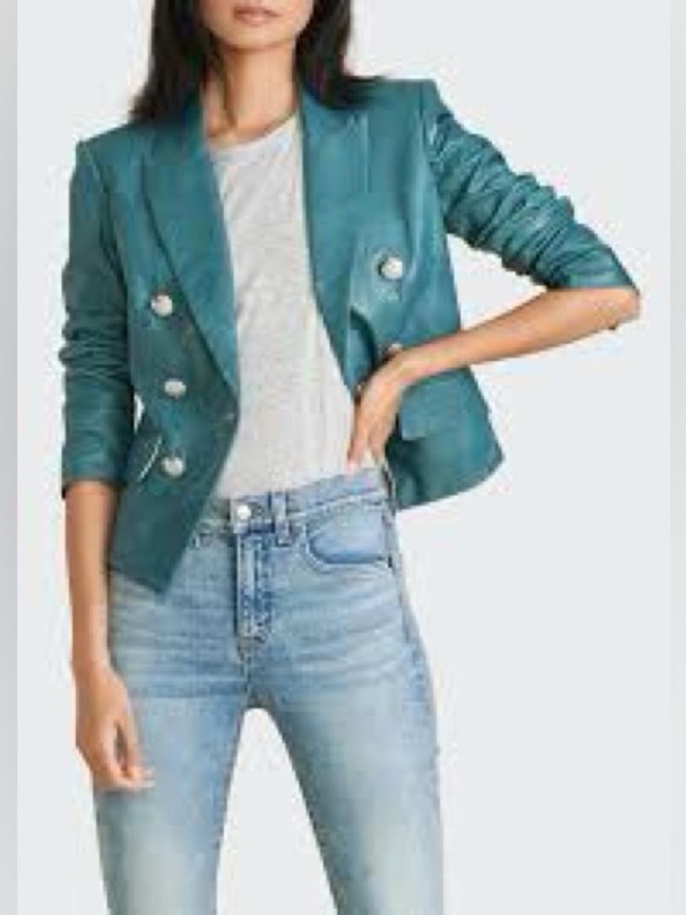 Veronica Beard Teal color Dicky Double-Breasted Women's Blazer Jacket